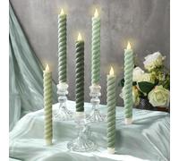 Baquler Lot de 6 bougies coniques torsadées à LED sans flamme - 24 cm - Fonctionne avec piles - Pour l'été, mariage, anniversaire, fête, maison, vacances, dîner, cheminée