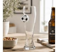 Bar Bespoke Verre de football Pilsner 24 cm de haut, capacité de 400 ml, verre en cristal, ballon de football suspendu en résine
