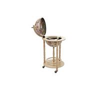 Bar de salon HWC-D83 Ø 33cm roulant bois d'eucalyptus blanc