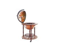 Bar De Salon Hwc-D86, Minibar, Étagère De Vin, Globe Terrestre Ø 45cm, Roulant, Bois D'eucalyptus Multicolore