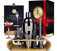 Bar Dedicated - Cocktail Shaker Set - 16-pièces - Set de cocktail noir - Avec livre de recettes en anglais