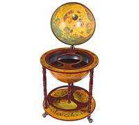 Bar en forme de globe terrestre, reproduction du XVIe siècle, en bois, finition sépia, dimensions : 56 x 56 x 98 cm, poids : 9,5 kg