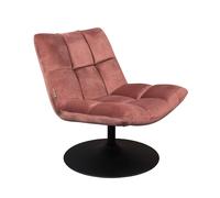 BAR - Fauteuil design pivotant en velours rose Rose