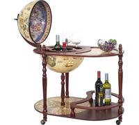 Mendler Bar de salon avec table HWC-D84 Ø 42 cm Bois d'eucalyptus Marron