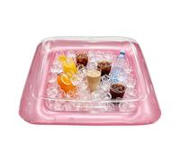 Bar gonflable - Grand plateau flottant carré portable épais avec bouchon de vidange - Refroidisseur de buffet gonflable - Pour fêtes à la piscine, jardin, terrasse, bière, boissons, collations