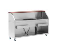 Bar mobile - avec bac à glace et porte-bouteilles - comptoir 180 cm effet bois - Royal Catering