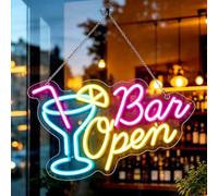 Bar Open Neon Sign 42x27cm Panneau Néon Bar Open, Enseignes Ouvertes Au Néon À LED Néon LED Décoration Enseignes Au Néon Ouvertes Lettres Décoratives LED Néon Mots Enseignes Pour Bar, Fête, Bistro