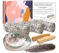 BARAKYEG Paquets de Sauge Blanche,3 Bundles White Sage + 2 Palo Santo Coquillage d'ormeau - Purification Élimine Les Énergies Négatives Encens Naturel à bruler Anti Stress méditation Bois de rituels