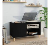 BaraSh Armoire à disques Noir 84,5x38x48 cm Bois d'ingénierie, Meuble Platine Vinyle, Porte Vinyle, Rangement
