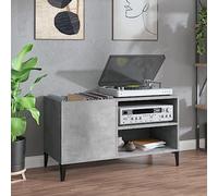 BaraSh Armoire à Plateaux Gris Béton 84,5x38x48 cm Bois Laminé Porte en Vinyle Meuble Platine Rangement Vinyle
