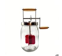 Baratte à beurre en verre avec manivelle, 1,5 L, avec poignée en bois et engrenages en acier inoxydable. Idéale pour fabriquer son p