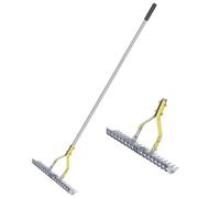 BARAYSTUS Scarificateur à Gazon, Râteau Déchaumeur à Chaume, Manche Réglable 148 cm, Dents Acier Carbone - Outil Multifonction pour Désherber et Aérer le Sol - Pelouse et Jardin