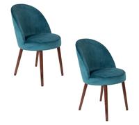 BARBARA - Lot de 2 chaises de repas en velours bleu Bleu