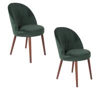 BARBARA - Lot de 2 chaises de repas en velours vert Vert