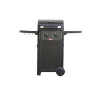 Barbecook barbecue à gaz Luca 210 2 brûleurs grille de barbecue en fonte | Support pour bouteille de gaz intégré • Grillades directes et indirectes • Noir • 121.4x60.3x112.3cm