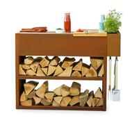 Barbecook Cuisine extérieur Nestor Buddy Table de Travail pour Barbecue en Acier corten 133x55x90cm