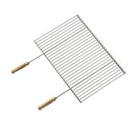 Barbecook grille de barbecue rectangulaire avec poignées, professionnelle en chrome et bois, accessoire barbecue, 58.5x40cm, Argent