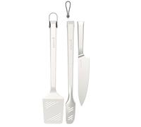 Barbecook kit ustensiles Barbecue Premium spatule Couteau de Chef et Pince | cadeau homme • Silicone • Argenté • 45.7x4.1x3.8cm