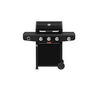 Barbecook Siesta 310 Graphite barbecue à gaz avec table d'appoint fixe, 3 brûleurs et brûleur latéral, grilles en fonte émaillée, 124x56x118cm