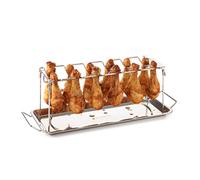 Barbecook support pilons de poulet en inox pour 12 cuisses de poulet, support pour barbecue, 37.5x15.5x2cm, Argent