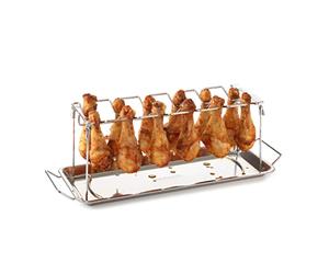 Barbecook support pilons de poulet en inox pour 12 cuisses de poulet, support pour barbecue, 37.5x15.5x2cm, Argent