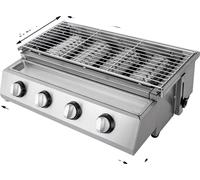 Barbecue, 4 brûleurs, hauteur réglable, gris clair