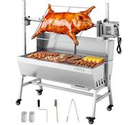 Barbecue À Charbon Avec Tournebroche Électrique 38 W,Rôtissoire À Charbon De Bois Capacité De Charge 60 Kg,7 Niveaux De Hauteur