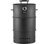 Barbecue à charbon, barbecue à charbon cylindrique de 470 mm, barbecue d'extérieur en acier revêtu avec 2 grilles de cuisson, 1 tige de suspension, 6 crochets et thermomètre, idéal pour les fêtes, les