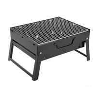 Barbecue à charbon compact 35 x 27 cm avec 5 aérations | Se replie à plat pour le rangement, s'adapte au coffre de voiture, idéal pour les voyages en camping