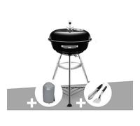 Barbecue à charbon Compact Kettle 47 cm + Housse + Kit ustensiles Premium 2 pièces - Weber