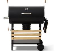 Barbecue à Charbon COOKING BOX MIKE EVOLUTION, 115x66x106 cm, 2 Grilles Acier Chromé, Surface de Cuisson 71x35 cm, Noir