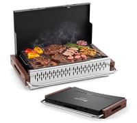 Barbecue à charbon COSTWAY avec 2 niveaux de grillage réglables, barbecue de table pliable, petit barbecue pour camping, barbecue portable, barbecue à charbon, mini-barbecue, dimensions : 62 x 43,5 x 
