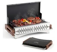 Barbecue à charbon COSTWAY, petit, pliable, idéal pour les tables, barbecue de camping avec 2 niveaux de grill réglables, barbecue portable à charbon, mini-barbecue, dimensions : 50,5 x 33,5 x 6,5 cm