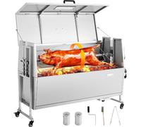 Barbecue à charbon de bois à broche tournante - Barbecue à cochon de lait et à agneau - Longueur du barbecue 132 cm - Capacité de charge 60 kg - Moteur électrique 38 W - Réglage en hauteur à 4 niveaux