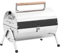 Barbecue à charbon de bois de table portable au style élégant, en acier inoxydable, avec double grille DE52202