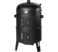 Barbecue à charbon de bois, fumoir et grill 3-en-1, grill vertical en forme de fût, grill d'extérieur portable, thermomètre intégré, ventilation réglable, facile à nettoyer, style classique