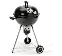 Barbecue à charbon de bois LANDMANN | Grille en acier inoxydable chromé | Ø 43,5 cm | Bac de récupération, support de couvercle, grille à charbon | 2 roues | Noir