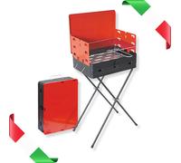 Barbecue à charbon de bois portable, pliable, avec mallette de transport en acier peint, grille réglable et trépied de 77 cm