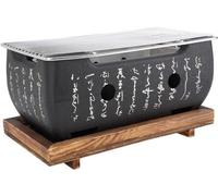 Barbecue à charbon de bois portable pour le camping - Barbecue rectangulaire avec plateau - Support pour accessoires de barbecue japonais - Barbecue portable.