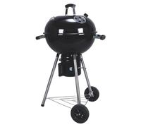 Barbecue à Charbon de Bois sur Trépied Ø57cm Grille Cuisson & Couvercle Thermostat Bac à cendres Barbecue rond 2 roues INTEC