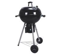 Barbecue à Charbon de Bois sur Trépied Ø57cm Grille Cuisson & Couvercle Thermostat Bac à cendres Barbecue rond 2 roues INTEC