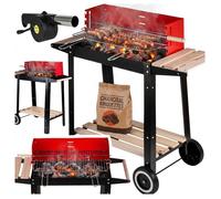 Barbecue à charbon de jardin Curron RedBend GM2000S avec grille chromée, portable, réglable, 2 étagères et souffleur.