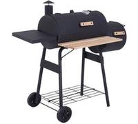 Outsunny Barbecue à Charbon fumoir BBQ Grill Smoker sur Pied avec Couvercle, roulettes, thermomètre, étagères Acier laminé à Froid Noir