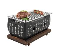 Barbecue à charbon japonais, barbecue de table portable avec plaque de base, cendrier, plaque de charbon de bois, filet de barbecue, cuisinière à barbecue en aluminium pour intérieur et extérieur