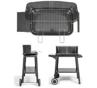 Barbecue à charbon - LIVOO - sur pied - Surface 48,5x28,8 cm - Hauteur réglable 70-84 cm - Tablette latérale