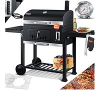 Barbecue KESSER® Chariot de barbecue XXL Barbecue au charbon de bois avec couvercle, roulettes, poignée en acier inoxydable, grille et thermomètre Charbon de bois Barbecue au charbon Chariot grand Bar