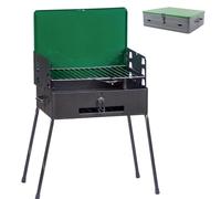 Barbecue à charbon pliable avec coffre de rangement et pieds amovibles, idéal pour une utilisation en extérieur