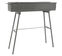 Barbecue à charbon portable - Barbecue de camping avec support - Pliable - 80 × 18 × 13 cm - Plateau de rangement - Alliage de zinc et de fer - Capacité de charge : 35 kg - Argent