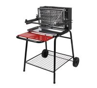 Barbecue à charbon SOMAGIC RAYMOND - Grill et rôtissoire - Surface de cuisson 46,5 x 26 cm - Noir et rouge