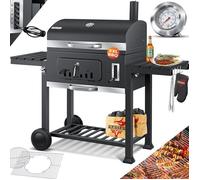 KESSER® Chariot à Barbecue | Grill XXL à Charbon de Bois avec Couvercle, Roues, poignée en Acier Inoxydable, Grille et thermomètre | Grand Barbecue au Charbon de Bois